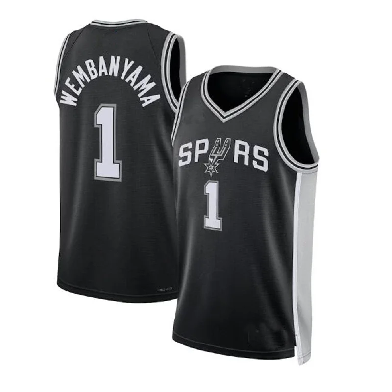 S.Antonio Spurs #1 Victor Wembanyama Unisex 2023 Draft First Round Pick Swingman Jersey - Icon Edition - Black Stitched American Basketball Jersey